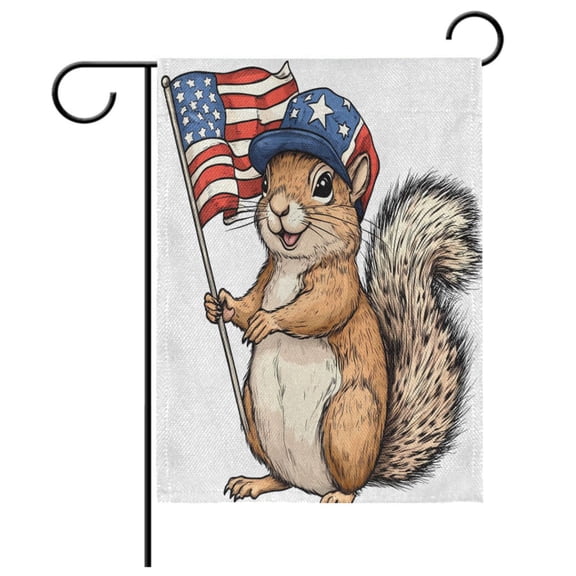 Ryvnso Squirrel American Flag Garden Flag 28x40 Inch Double Sided Seasonal Yard Decoration