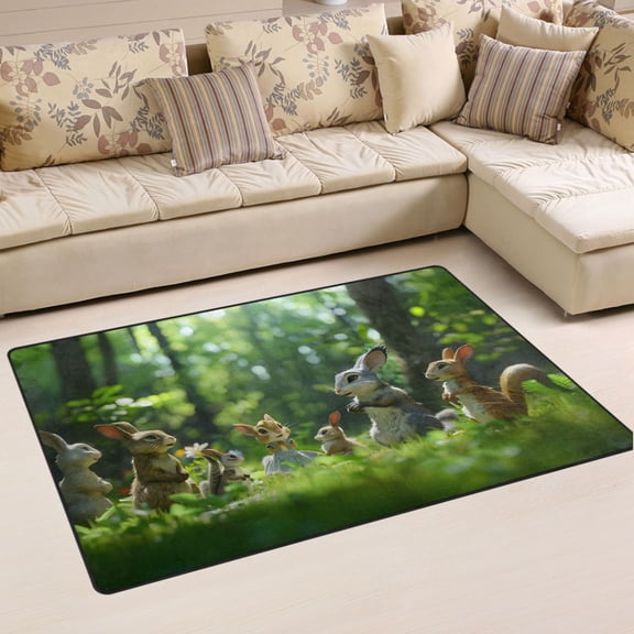 Ryvnso Squirrel in Forest Area Floor Mat Non-Slip Carpet Soft Rugs Doormats 31" x 20"