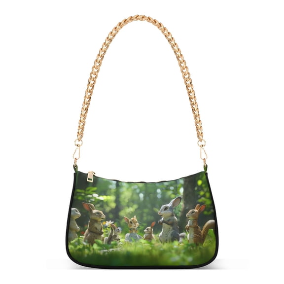 Ryvnso Squirrel in Forest Womens Chain Shoulder Bag Tote Handbags Clutch Hobo Purse with Zipper for Travel