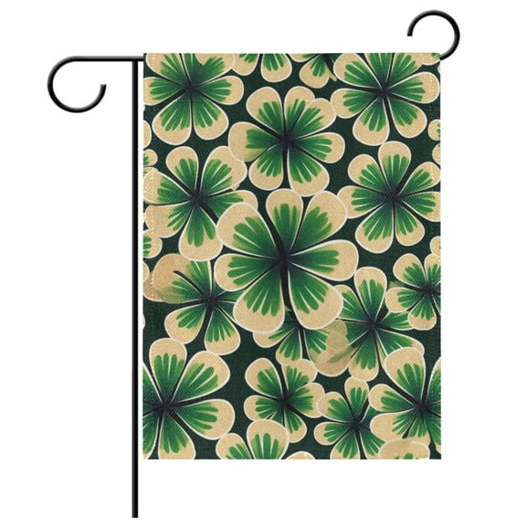 Ryvnso St Patrick Art Clover Pattern Garden Flag 12x18 Inch Double Sided Seasonal Yard Decoration