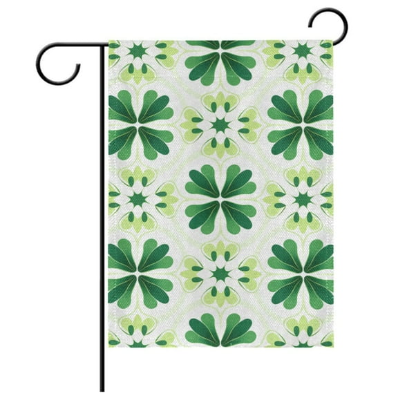 Ryvnso St Patrick Clover Pattern Garden Flag 12x18 Inch Double Sided Seasonal Yard Decoration