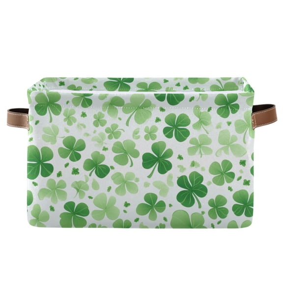 Ryvnso St Patrick Clover-a1 Storage Basket Large Bin Foldable Boxes Toys Organizer 14.2x10.2x8.3in 1 PC