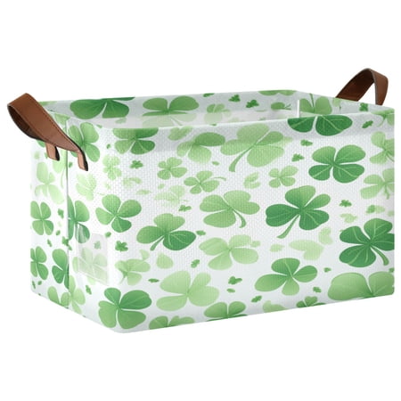 Ryvnso St Patrick Clover-a1 Storage Bins Large Basket Foldable Cube Toys Organizer with Handles 1 PC