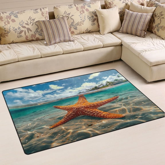 Ryvnso Star Fish in Sea Area Floor Mat Non-Slip Carpet Soft Rugs Doormats 31" x 20"