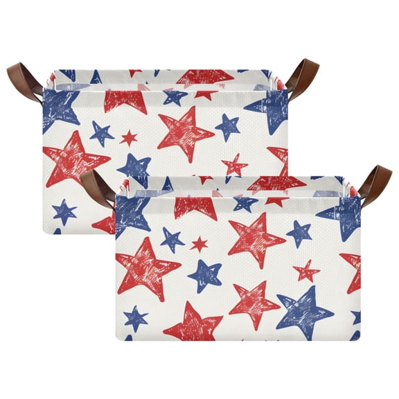 Ryvnso Star Storage Bins Large Basket Foldable Cube Toys Organizer with Handles 2 PCs