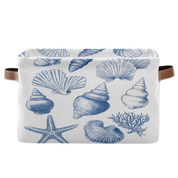 Ryvnso Starfish Coral Storage Basket Large Bin Foldable Boxes Toys Organizer 14.2x10.2x8.3in 1 PC