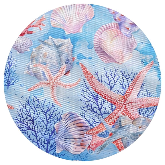 Ryvnso Starfish Seashell Conch Round Plate Mats Dining Table Placemat 1 Piece for Holiday Decoration