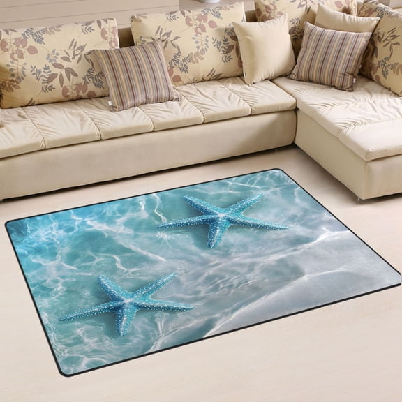 Ryvnso Starfish on Beach Area Floor Mat Non-Slip Carpet Soft Rugs Doormats 31" x 20"