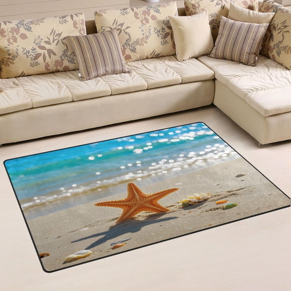 Ryvnso Starfish on Beach Area Floor Mat Non-Slip Carpet Soft Rugs Doormats 31" x 20"