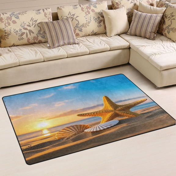 Ryvnso Starfish on Beach Area Floor Mat Non-Slip Carpet Soft Rugs Doormats 31" x 20"