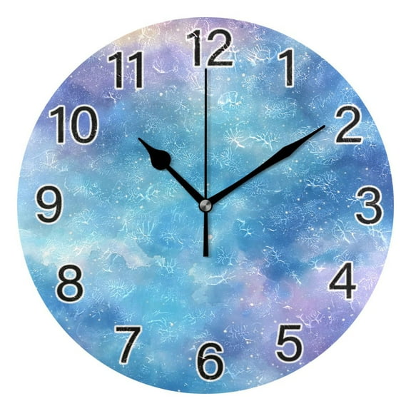 Ryvnso Starry Light Blue Sky Wall Clock Non Ticking Silent Kitchen Clock Battery Operated Clocks 10 inch