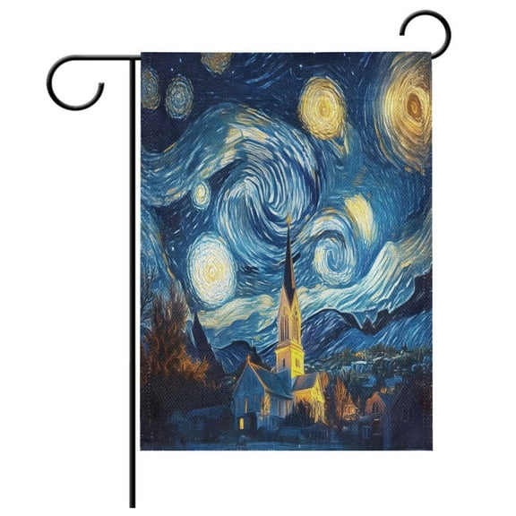 Ryvnso Starry Sky Oil Paint Garden Flag 12x18 Inch Double Sided Seasonal Yard Decoration