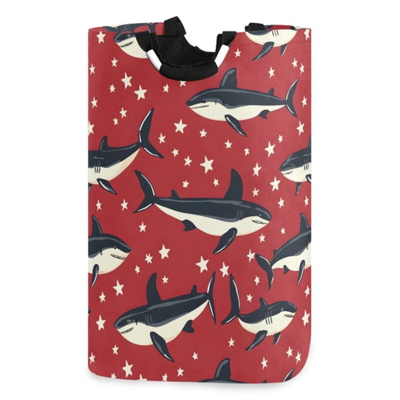 Ryvnso Stars Sharks Pattern Large Storage Basket with Handles Collapsible Organizer Bin Laundry Hamper
