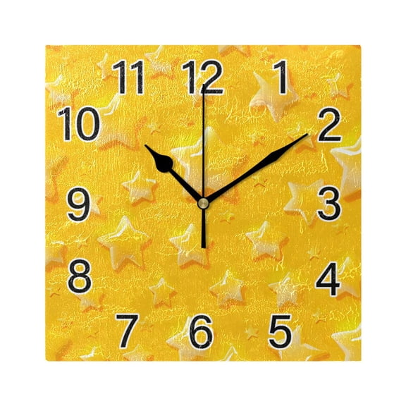 Ryvnso Stars Wall Clock Square Silent Non-Ticking Battery Operated 7.78"
