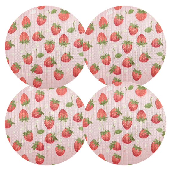 Ryvnso Strawberries Round Plate Mats Dining Table Placemat Set of 4 for Holiday Decoration