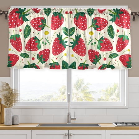 Ryvnso Strawberry Fruit Curtains Sets Short Curtain Rod Pocket Half Window Cafe Farmhouse Tier 2 Panels 57"W x 24"L