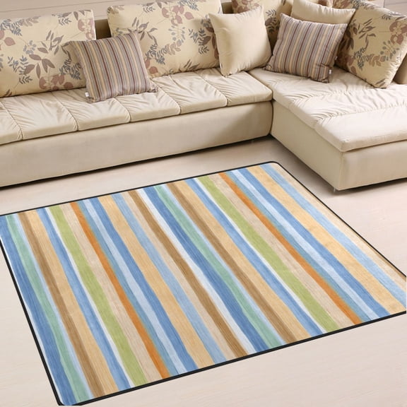 Ryvnso Stripe Light Area Rug Floor Mats Non-Slip Home Carpet 63 x 48 inch
