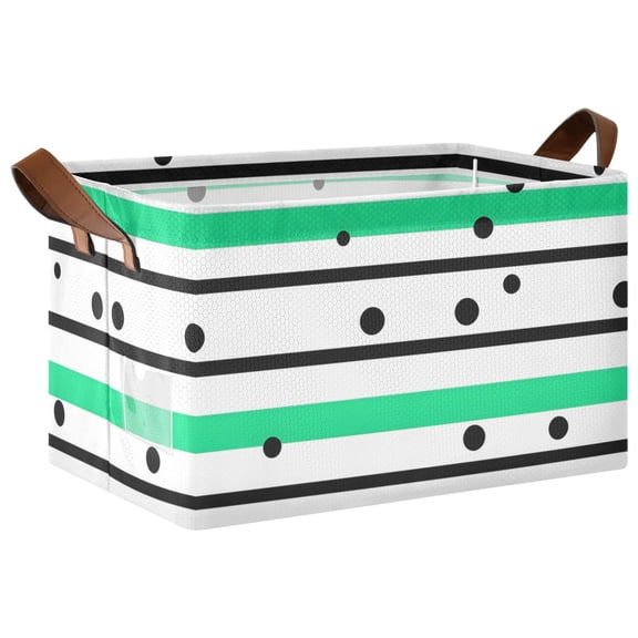 Ryvnso Stripes Polka Dots Storage Bins Large Basket Foldable Cube Toys Organizer with Handles 1 PC