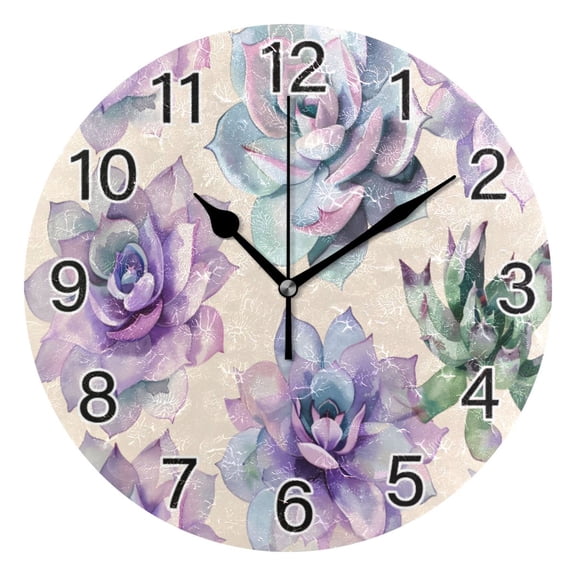 Ryvnso Succulents Plants Wall Clock Non Ticking Silent Kitchen Clock Battery Operated Clocks 10 inch