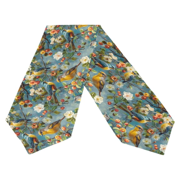 Ryvnso Summer Birds Jasmine Flower Table Runner Tablecloth Home Decoration 13 x 70 inches