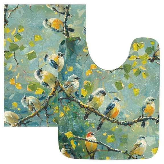 Ryvnso Summer Birds on Tree Bathroom Shaggy Rugs Toilet Mat Soft Contour Rug