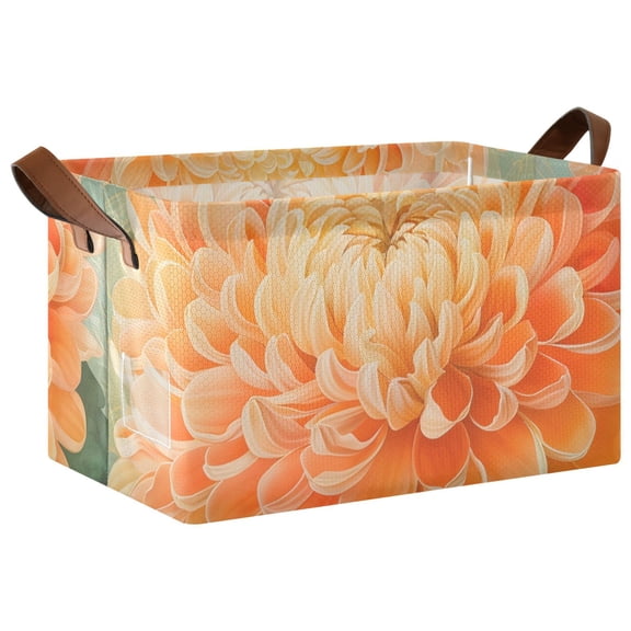 Ryvnso Summer Blooming Flower Storage Bins Large Basket Foldable Cube Toys Organizer with Handles 1 PC