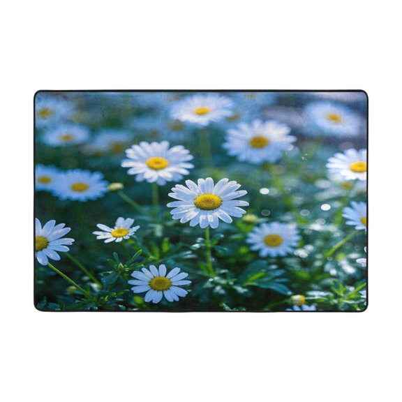Ryvnso Summer Daisy Flower-a2 Area Floor Mats Large Nursery Rugs Non-Slip Carpets Doormat 36" x 24"
