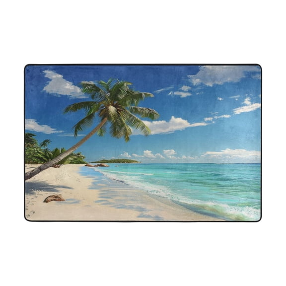 Ryvnso Summer Palm Tree Beach Area Floor Mats Large Nursery Rugs Non-Slip Carpets Doormat 36" x 24"