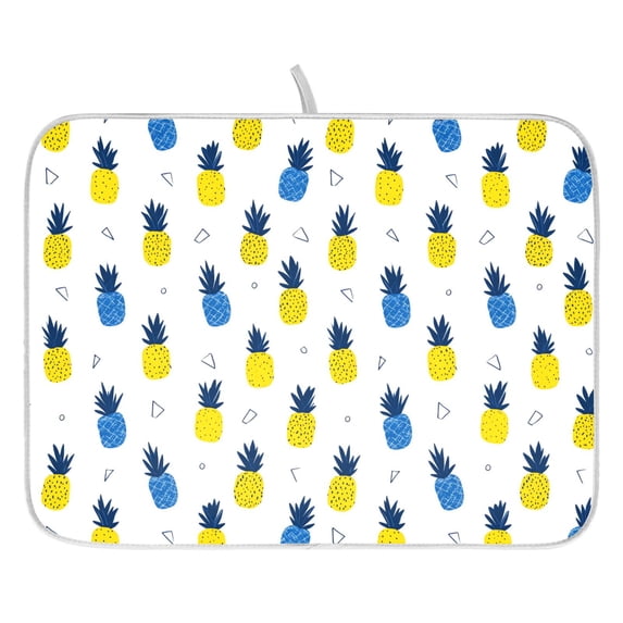 Ryvnso Summer Pineapples Dish Drying Mat for Kitchen Countertop 18x24 Large Dish Pad Drainer Rack Dish Sink Mats
