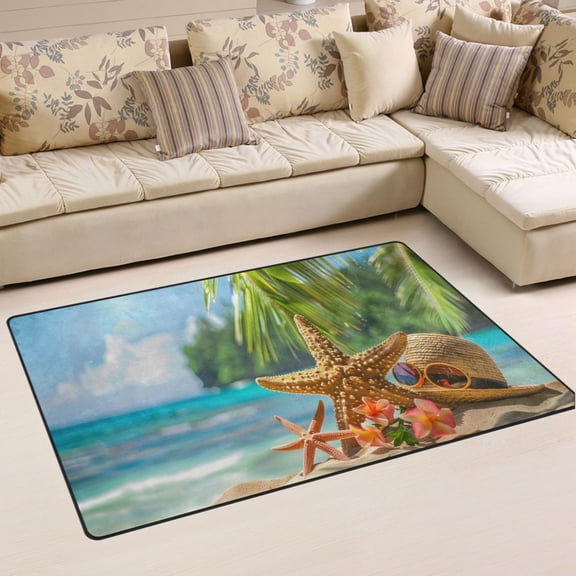 Ryvnso Summer Sea Star Beach Area Floor Mat Non-Slip Carpet Soft Rugs Doormats 31" x 20"