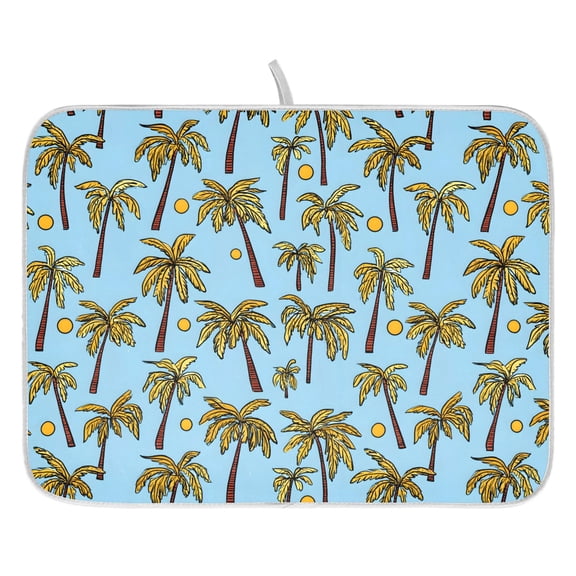 Ryvnso Sun and Palm Tree Dish Drying Mat for Kitchen Countertop 16x18 Small Dish Pad Drainer Rack Dish Sink Mats