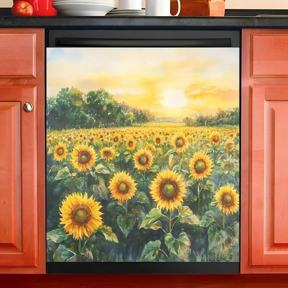 Ryvnso Sunflower Field Dishwasher Magnetic Refrigerator Magnet Cover Kitchen Home Decorative 23"x26"