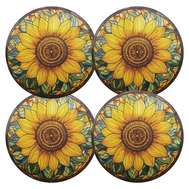 Ryvnso Sunflower Round Plate Mats Dining Table Placemat Set of 4 for Holiday Decoration