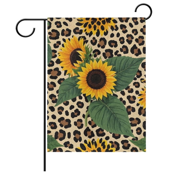 Ryvnso Sunflower in Leopard Garden Flag 12x18 Inch Double Sided Seasonal Yard Decoration
