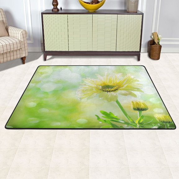 Ryvnso Sunflower in Sunshine Area Floor Mats Large Nursery Rugs Non-Slip Carpets Doormat 72" x 48"