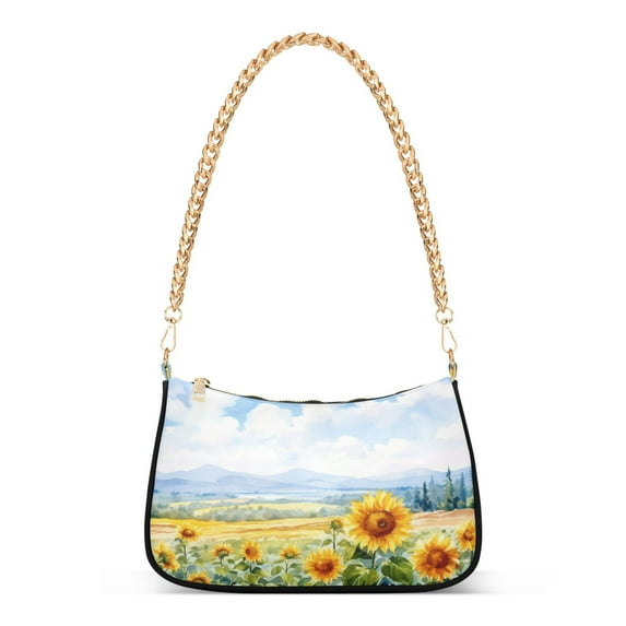 Ryvnso Sunflowers Abstract Womens Chain Shoulder Bag Tote Handbags Clutch Hobo Purse with Zipper for Travel