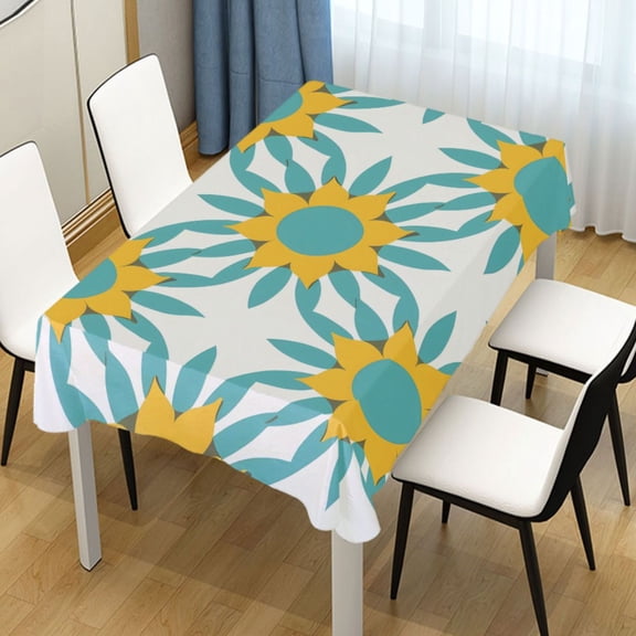 Ryvnso Sunflowers with Turquoise Rectangle Table Cloth Tablecover Dinning Tablecloth 54"x54"