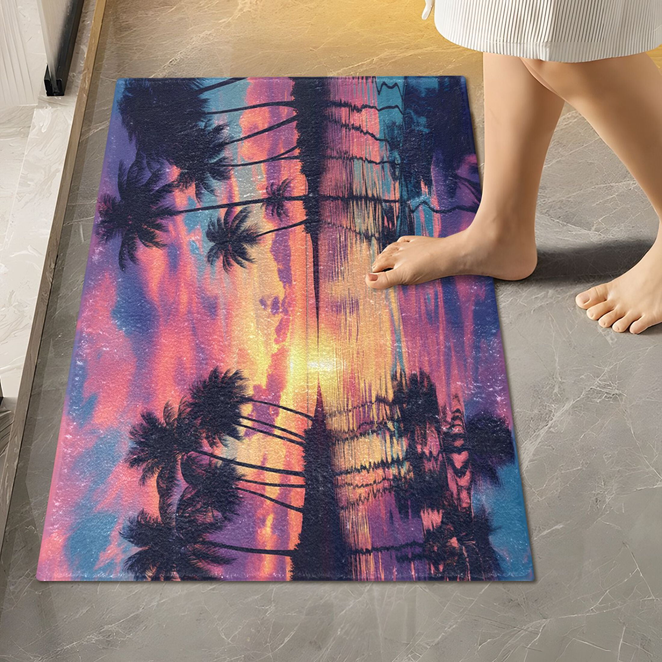 Ryvnso Sunset Landscape Bathroom Shaggy Rugs Toilet Rectangle Mat Soft ...