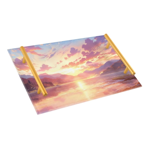Ryvnso Sunset Landscape Clouds Bathroom Tray Vanity Countertop Trays Acrylic Organizer