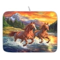 thumbnail image 1 of Ryvnso Sunset Running Horses Dish Drying Mat for Kitchen Countertop 16x18 Small Dish Pad Drainer Rack Dish Sink Mats, 1 of 7