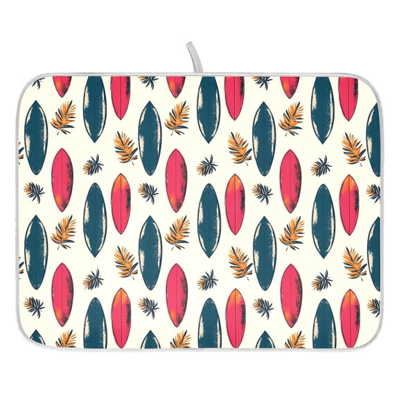 Ryvnso Surfboard Palm Leaves Dish Drying Mat for Kitchen Countertop 16x18 Small Dish Pad Drainer Rack Dish Sink Mats
