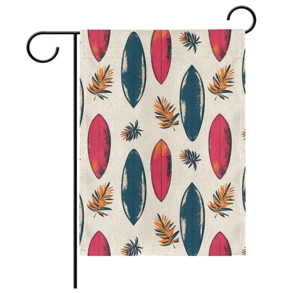 Ryvnso Surfboard Palm Leaves Garden Flag 12x18 Inch Double Sided Seasonal Yard Decoration