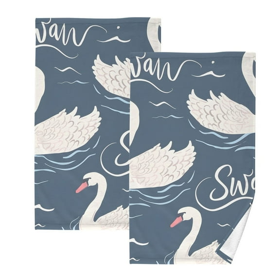 Ryvnso Swan Swimming on River Cotton Hand Towels Sets Face Towel 2 PCs Bathroom Decorative