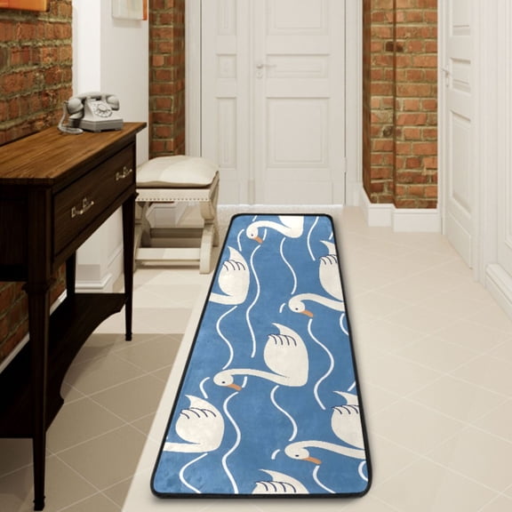 Ryvnso Swans in Water Wave Hallway Runner Rugs Floor Carpet Non Slip Entryway Mat 2' x 6'