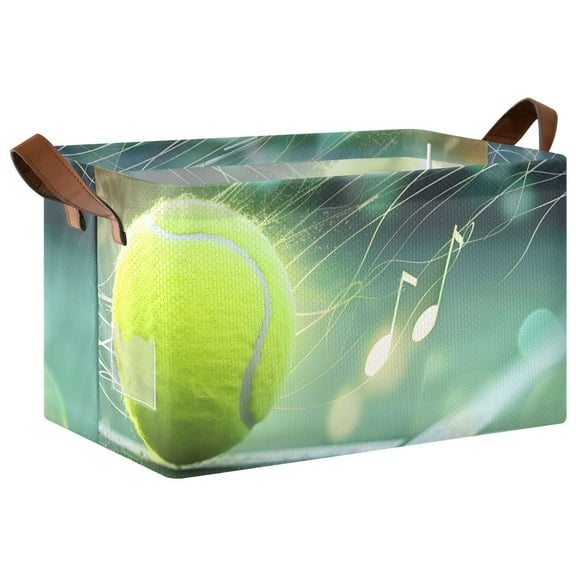 Ryvnso Tennis Ball Notes Storage Bins Large Basket Foldable Cube Toys Organizer with Handles 1 PC