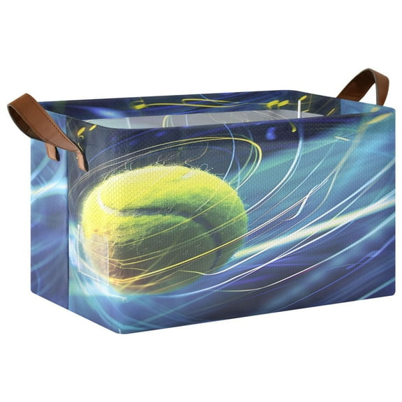 Ryvnso Tennis Ball Storage Bins Large Basket Foldable Cube Toys Organizer with Handles 1 PC