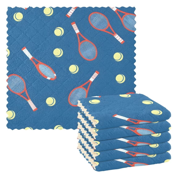 Ryvnso Tennis Racket Balls Kitchen Towels Dish Clothes for Drying Dishes Cleaning Absorbent Set of 6