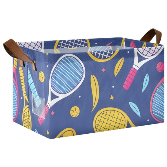 Ryvnso Tennis Racket Balls Storage Bins Large Basket Foldable Cube Toys Organizer with Handles 1 PC