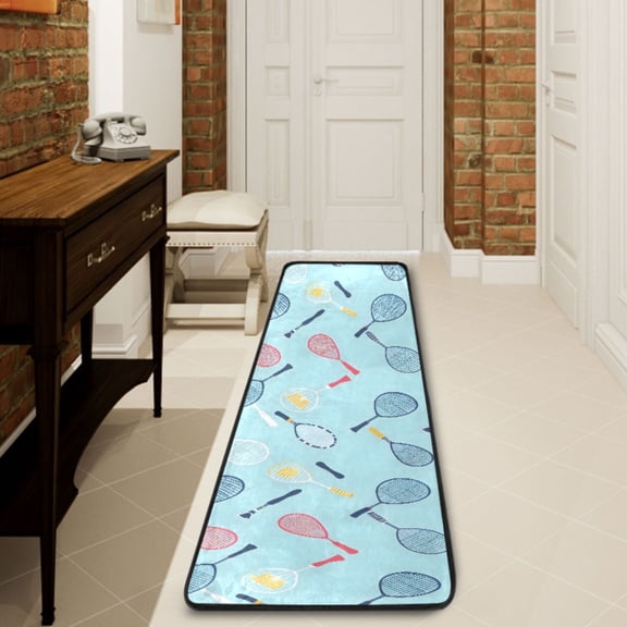 Ryvnso Tennis Racket Hallway Runner Rugs Floor Carpet Non Slip Entryway Mat 2' x 6'