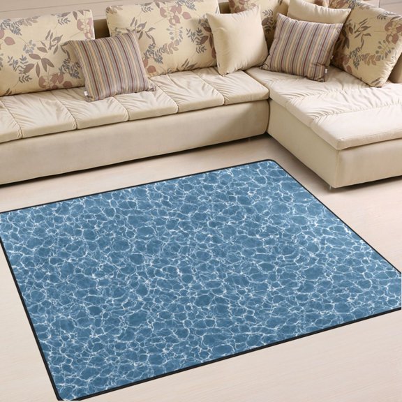 Ryvnso Texture Blue Area Rug Floor Mats Non-Slip Home Carpet 80 x 58 inch